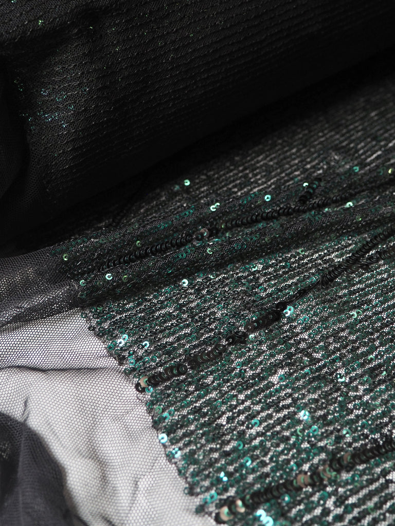 Green Swirl Mosaic Sequin Stretch Mesh