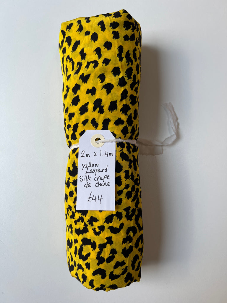 Yellow Leopard Silk Crepe De Chine Remnant