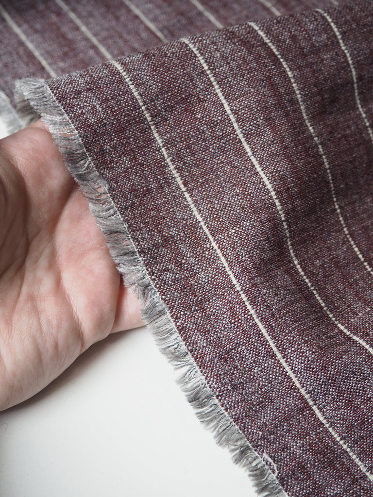 Maroon Stripe Silk/Linen