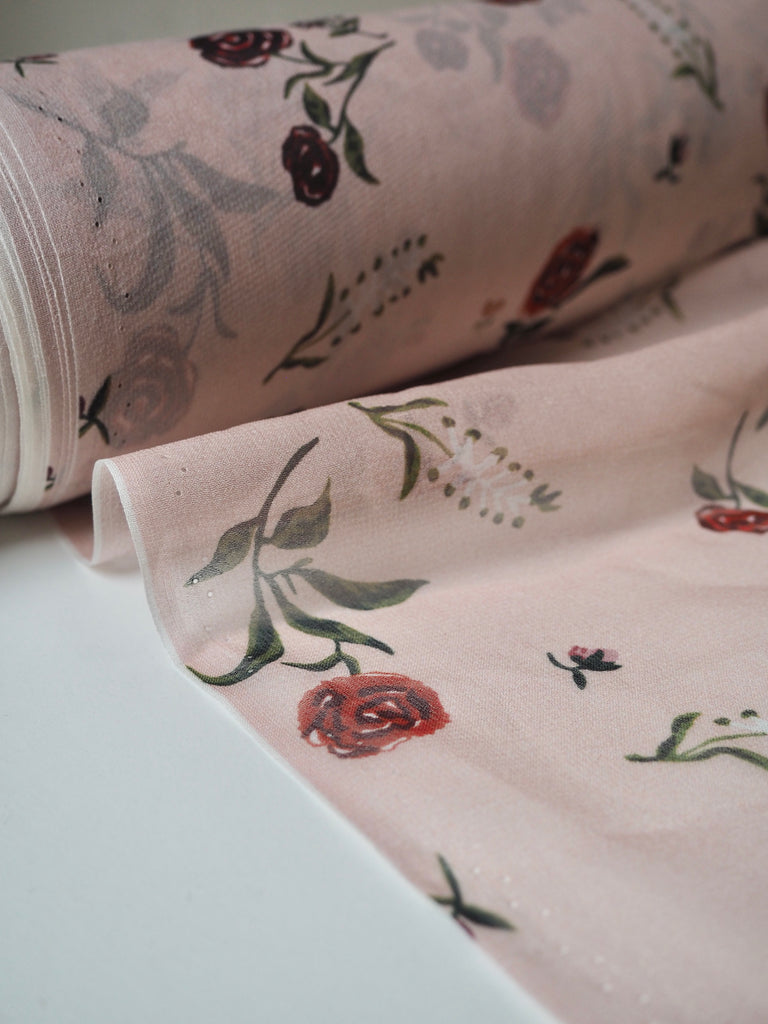 Rose Print Silk Chiffon