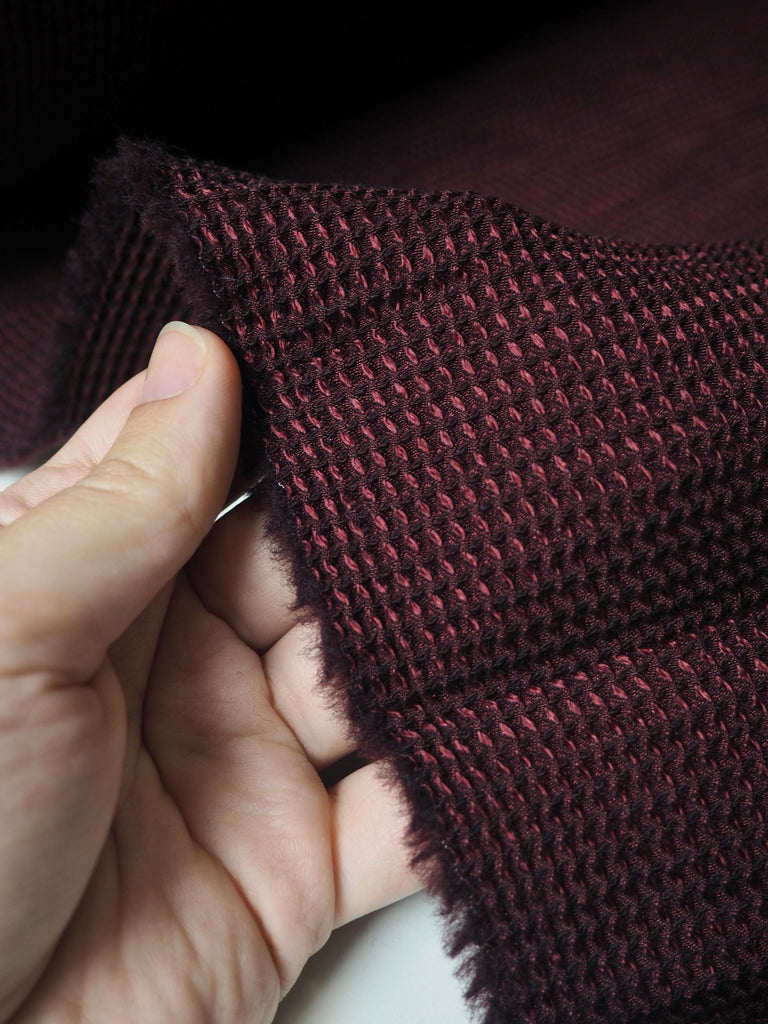 Merlot Wool/Silk Honeycomb Jacquard