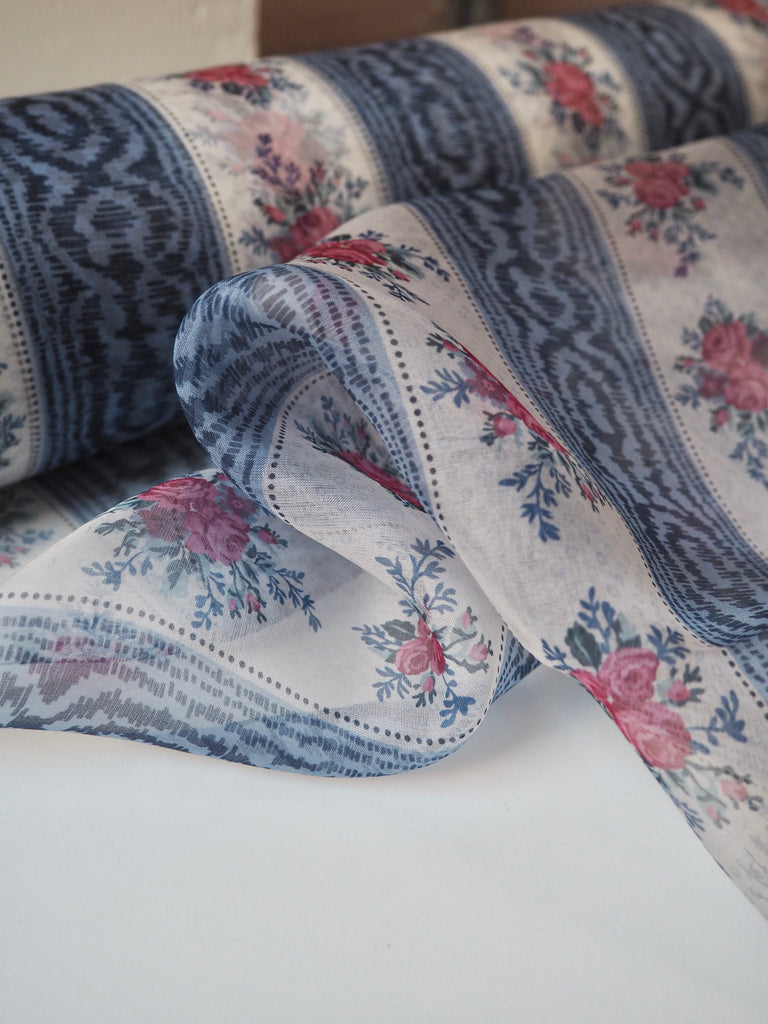 Floral + Moiré Stripe Silk Organza