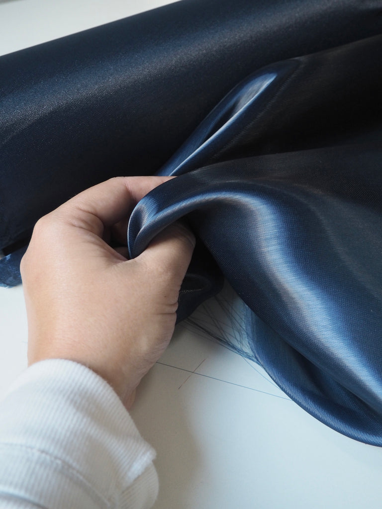 Navy Gloss Heavy Organza