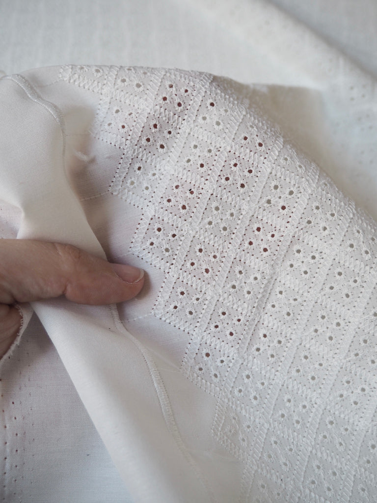 White Diamond Embroidered Poly-Cotton