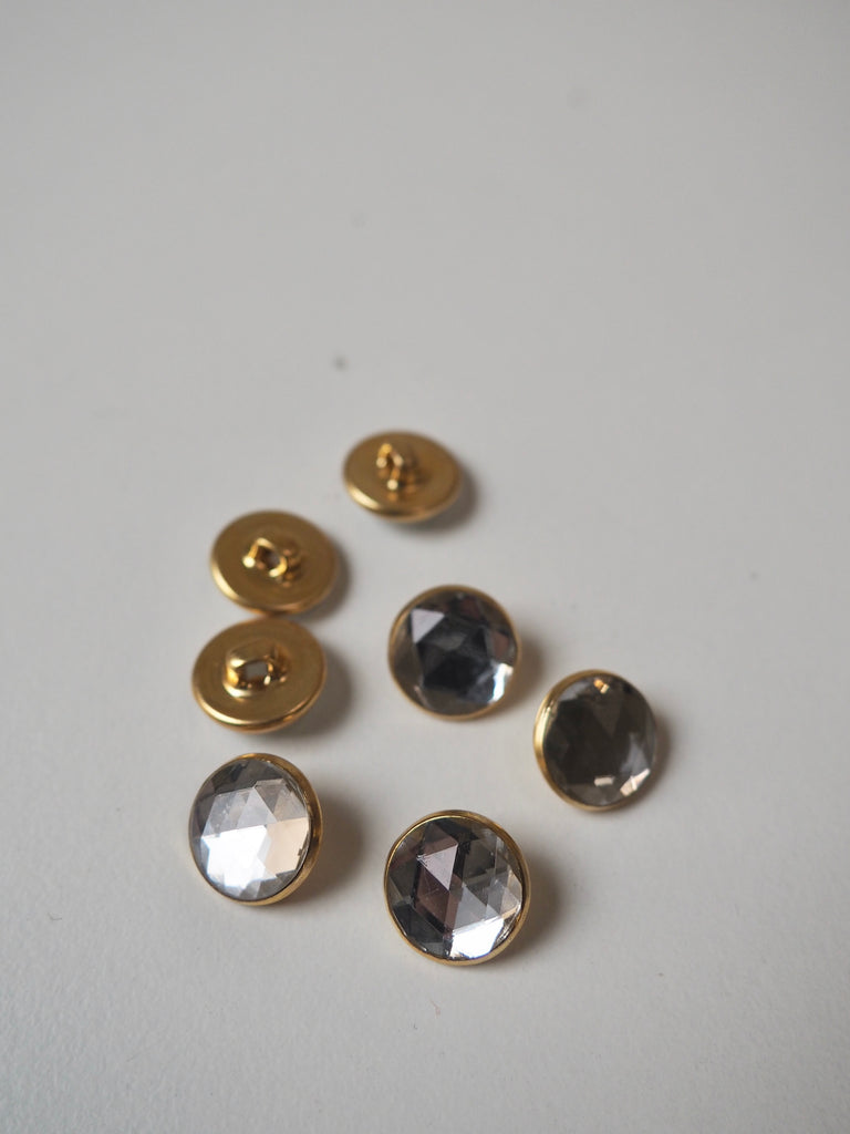 Clear Crystal + Gold Shank Buttons 12mm/20L