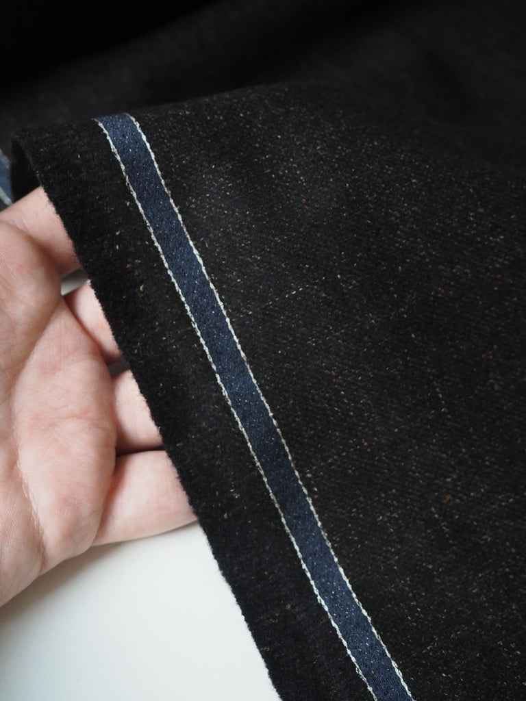 Black Brown Fleck Wool/Linen Twill