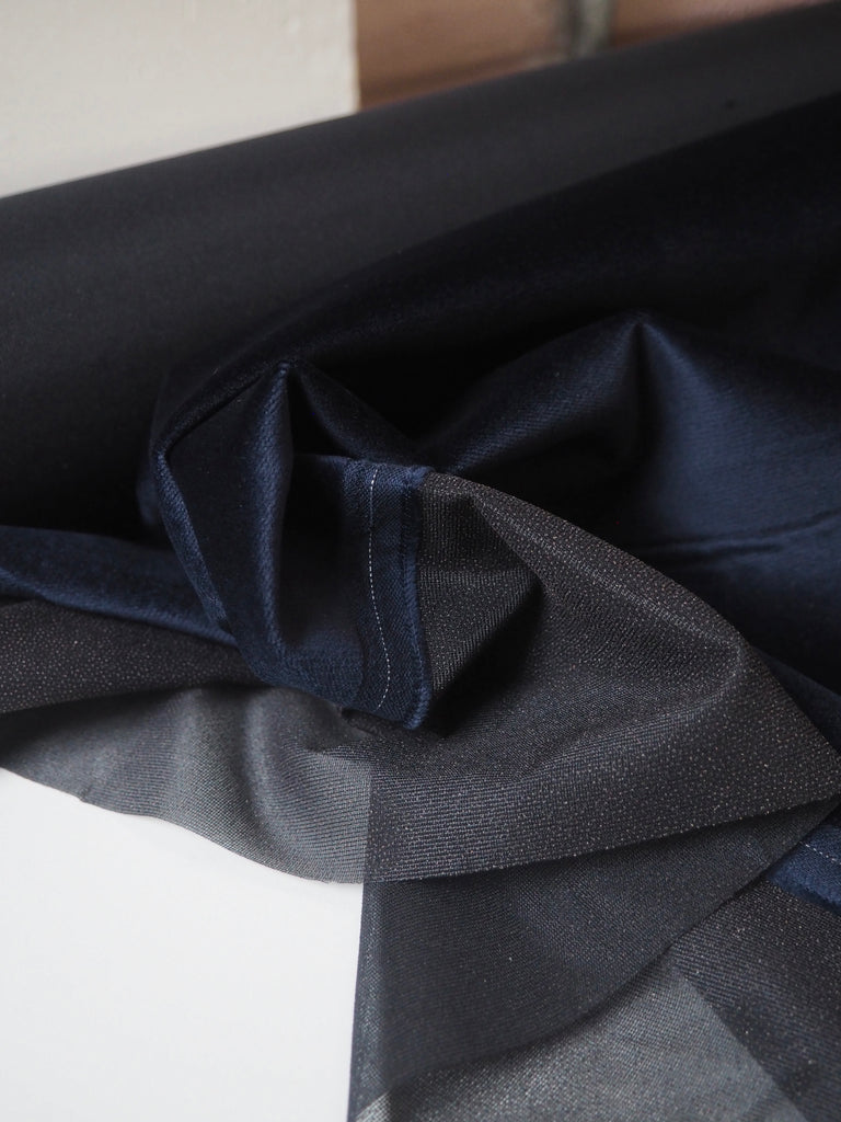 Navy Interfaced Cotton Velvet