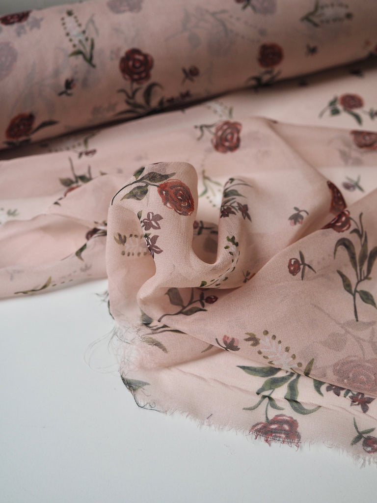 Rose Print Silk Chiffon