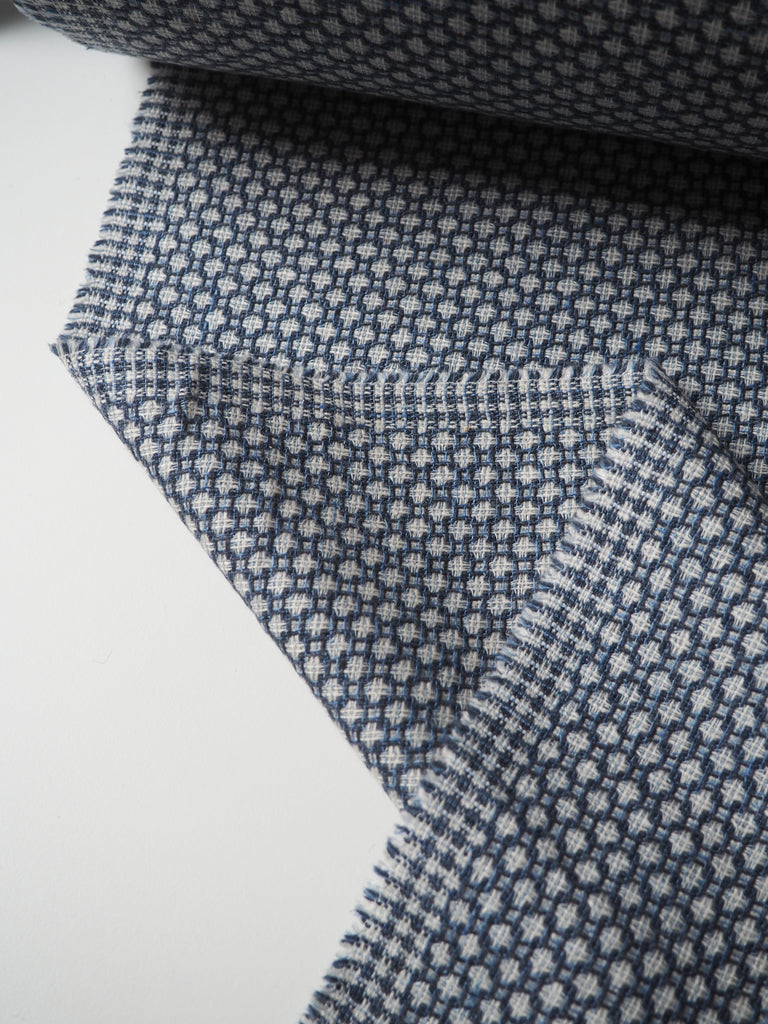 Blue Wool/Silk Circle Check