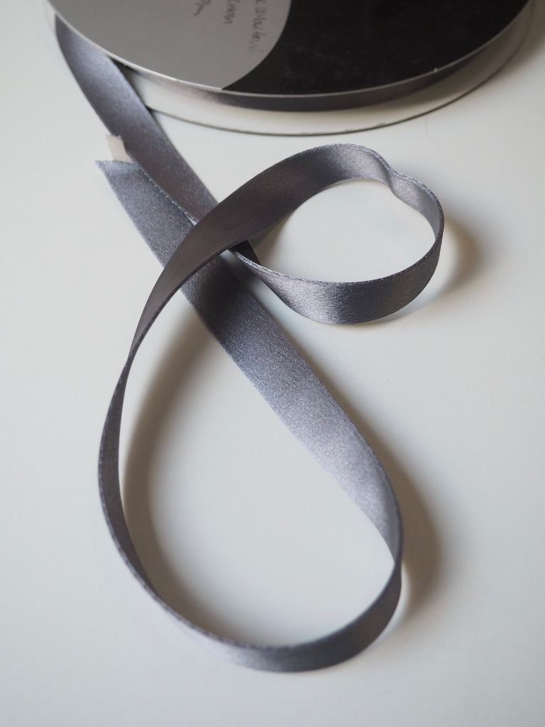 Shindo Grey Thick Double-Faced Satin Ribbon 15mm