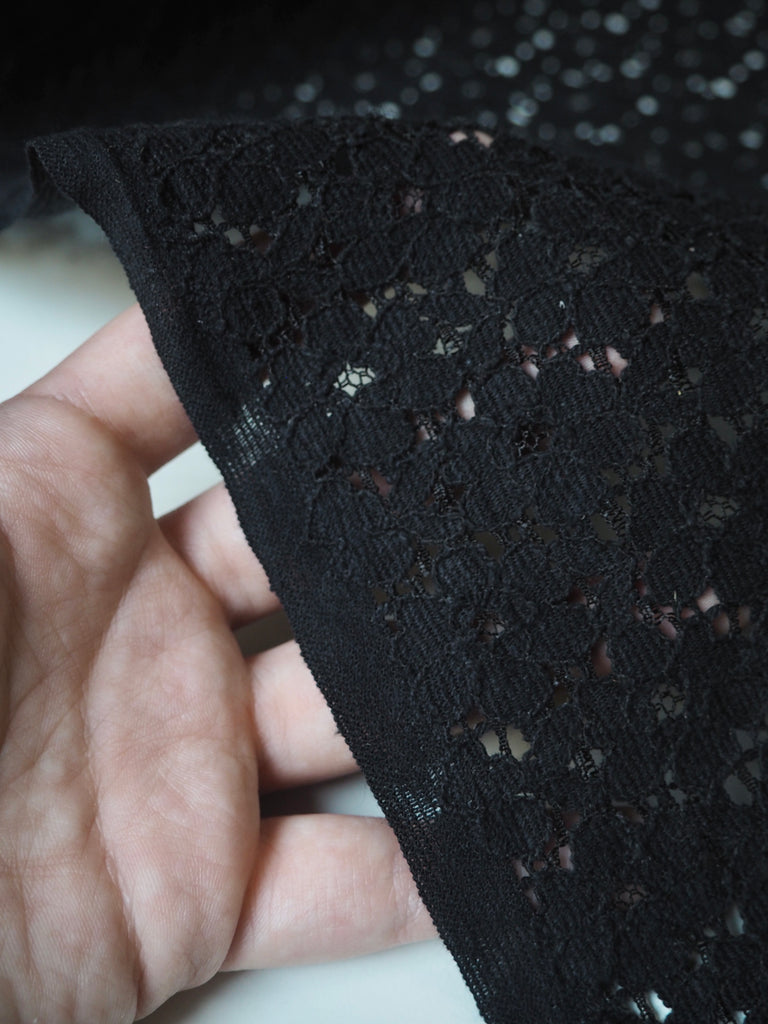 Black Corded Flower Cotton Lace
