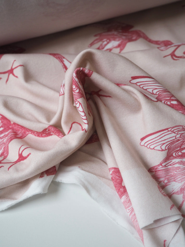 Pink Spoonbill Organic Cotton Interlock Jersey