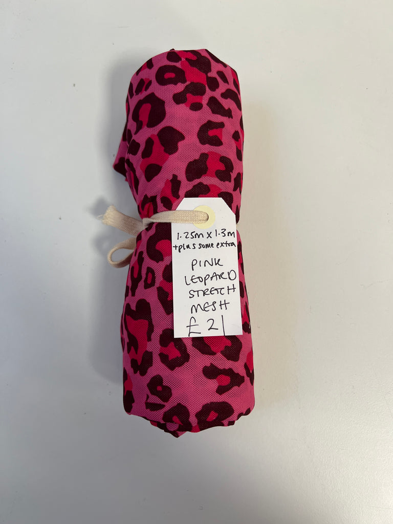 Pink Leopard Stretch Mesh Remnant