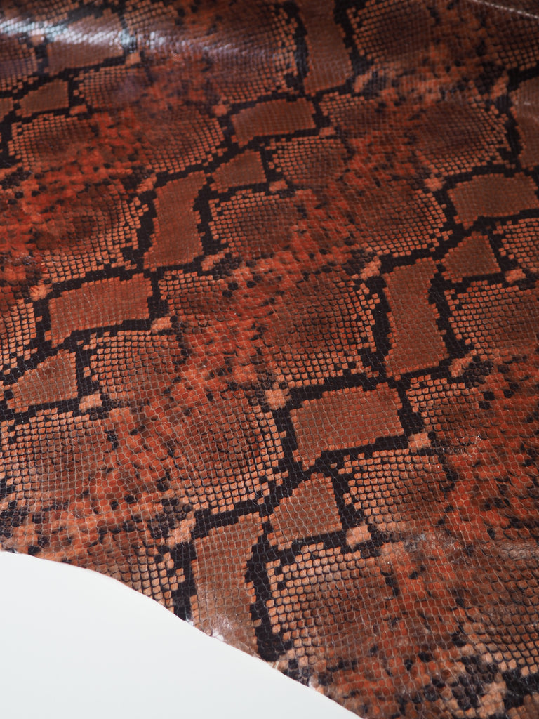 Auburn Embossed Python Calfskin Leather