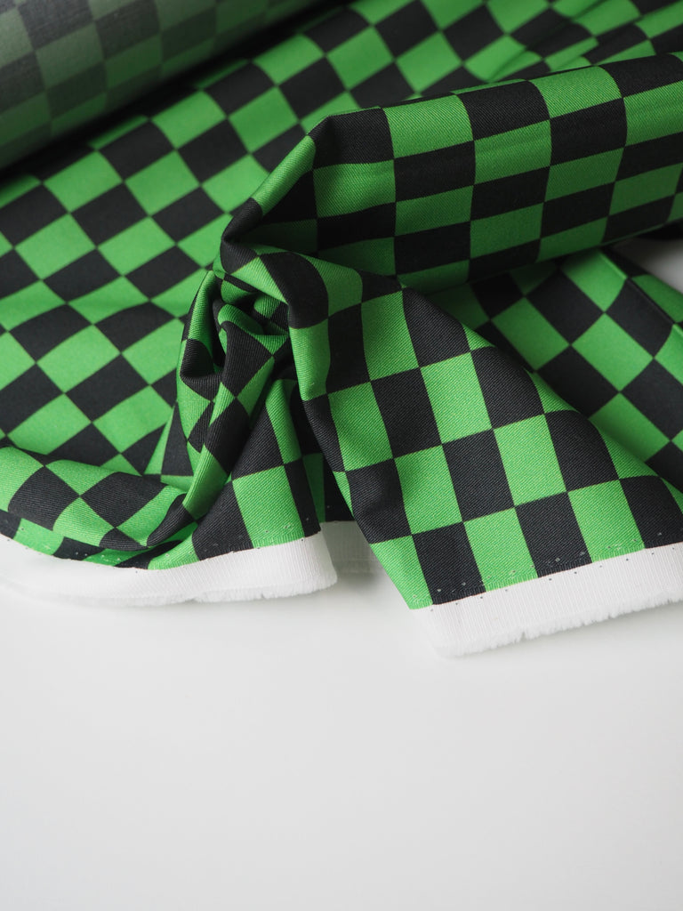 Lime Small Checkerboard Cotton Twill