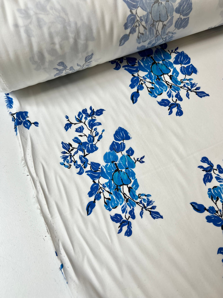 Blue Branch Floral Cotton Poplin