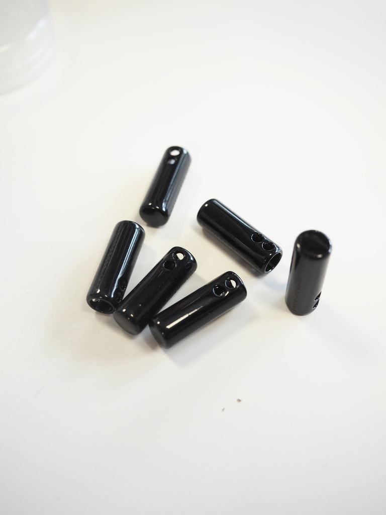 Black Branded Cord Ends 20mm