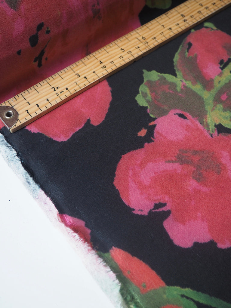 Pink Red Floral Sateen