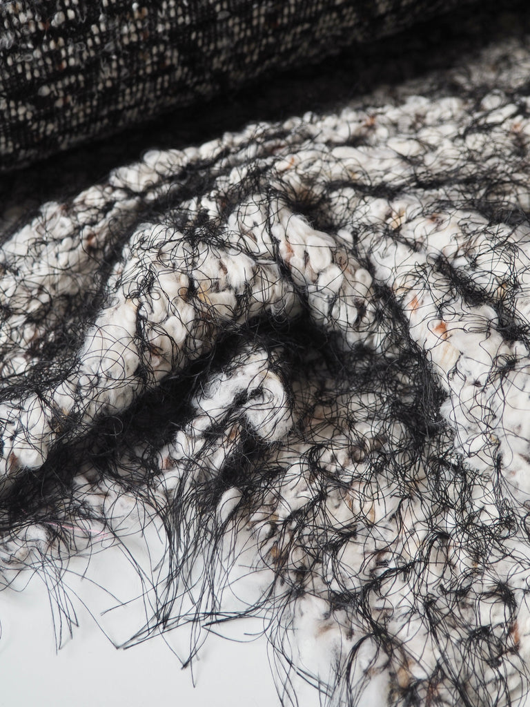 Fringed Cream Marl Boucle Wool Coating