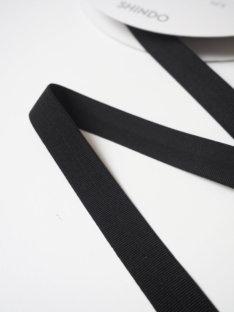 Shindo Black Grosgrain Fold-Over Elastic 18mm