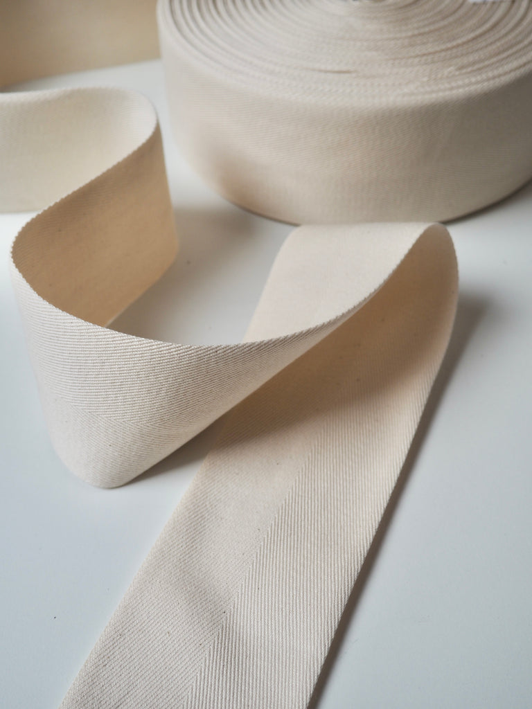 Natural Cotton Thick Herringbone Webbing 75mm