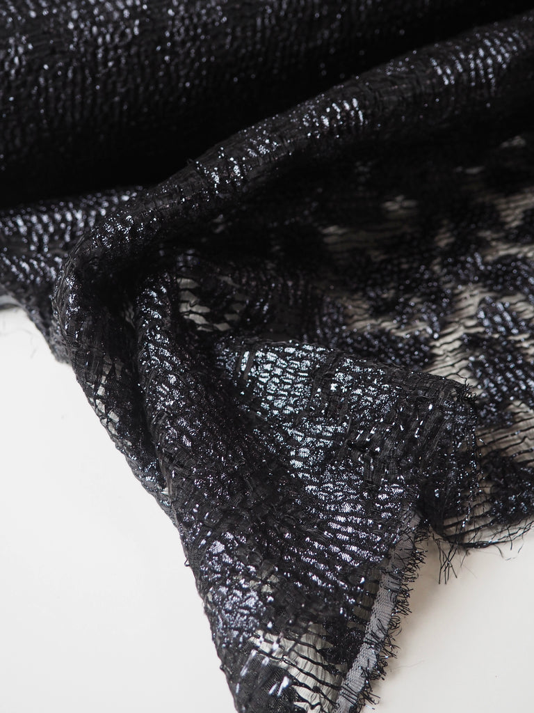 Midnight Metallic Organza Jacquard