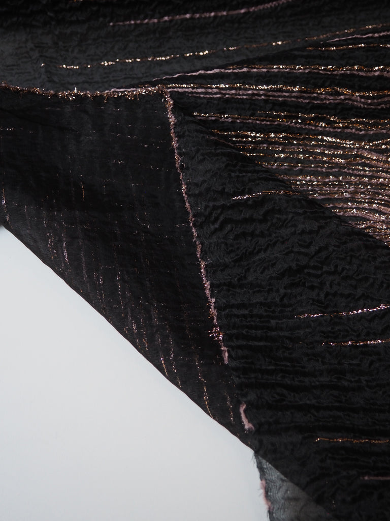 Pink Wave Silk Metallic Organza Cloqué