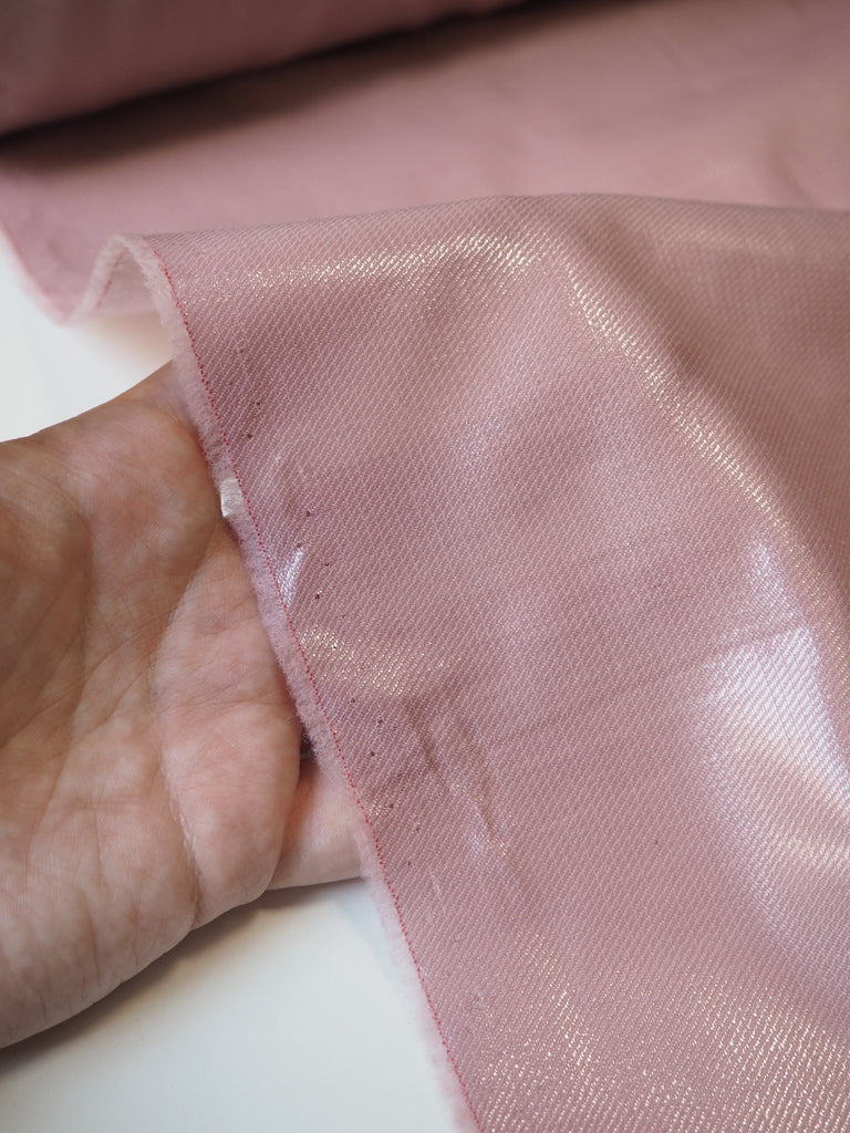 Soft Pink Glossed Wool Twill