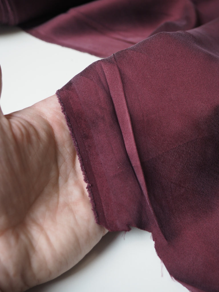 Burgundy Stretch Washed Silk Satin