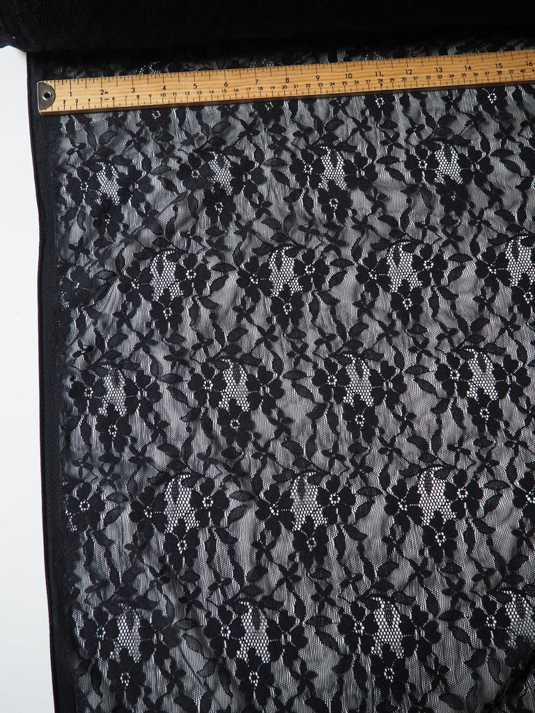 Black Forget-me-not Motif Stretch Lace