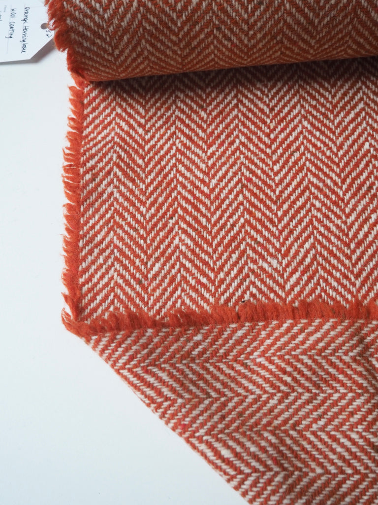 Orange Herringbone Wool Coating