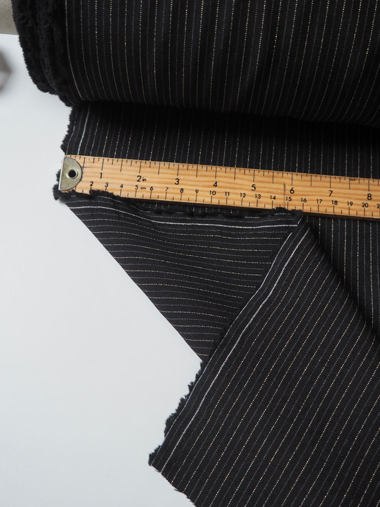 Black + Gold Lurex Pinstripe Suiting