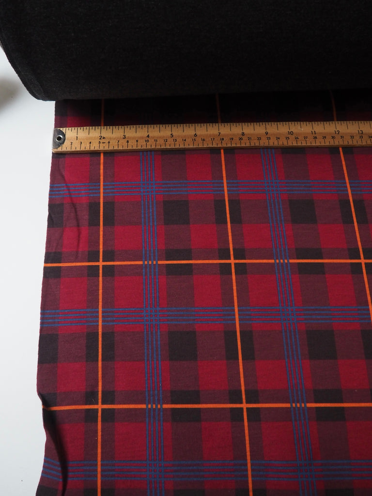 Red Check Viscose Bonded Jersey