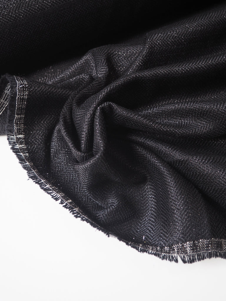 Black Lurex Herringbone Jacquard