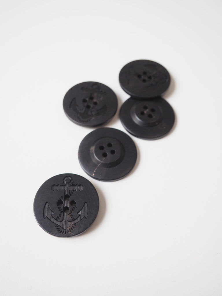 Black Anchor Engraved Corozo Buttons 30mm/48L