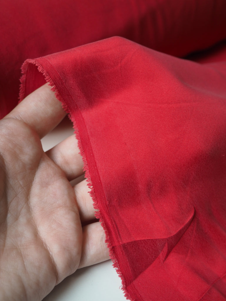 Red Stretch Washed Silk Satin