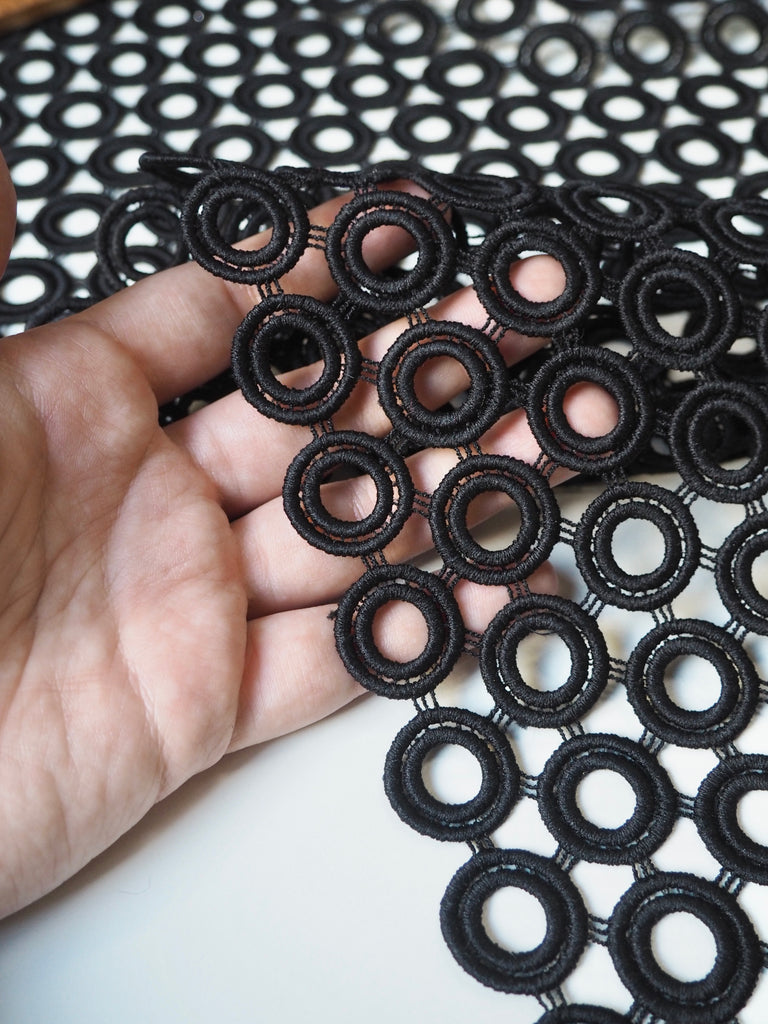 Black Circle Guipure Lace