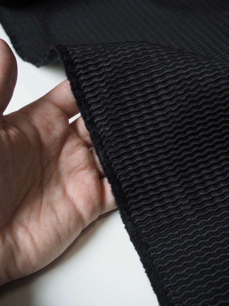 Black Silk Blend Wave Jacquard