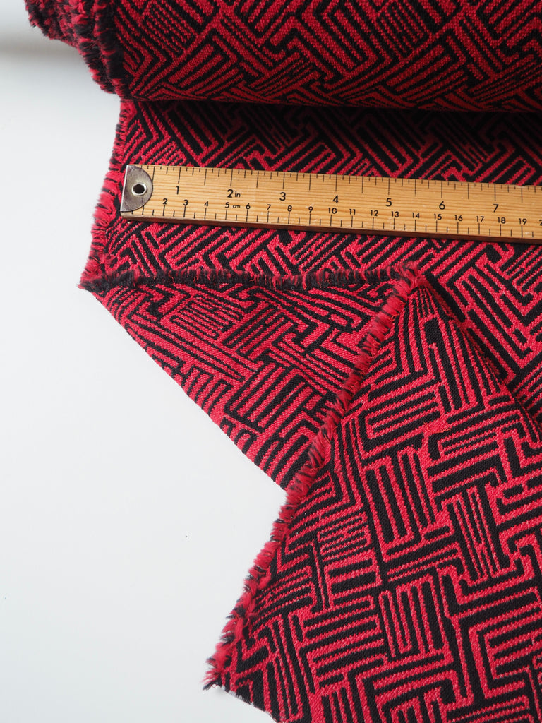 Red + Black Abstract Stretch Jacquard