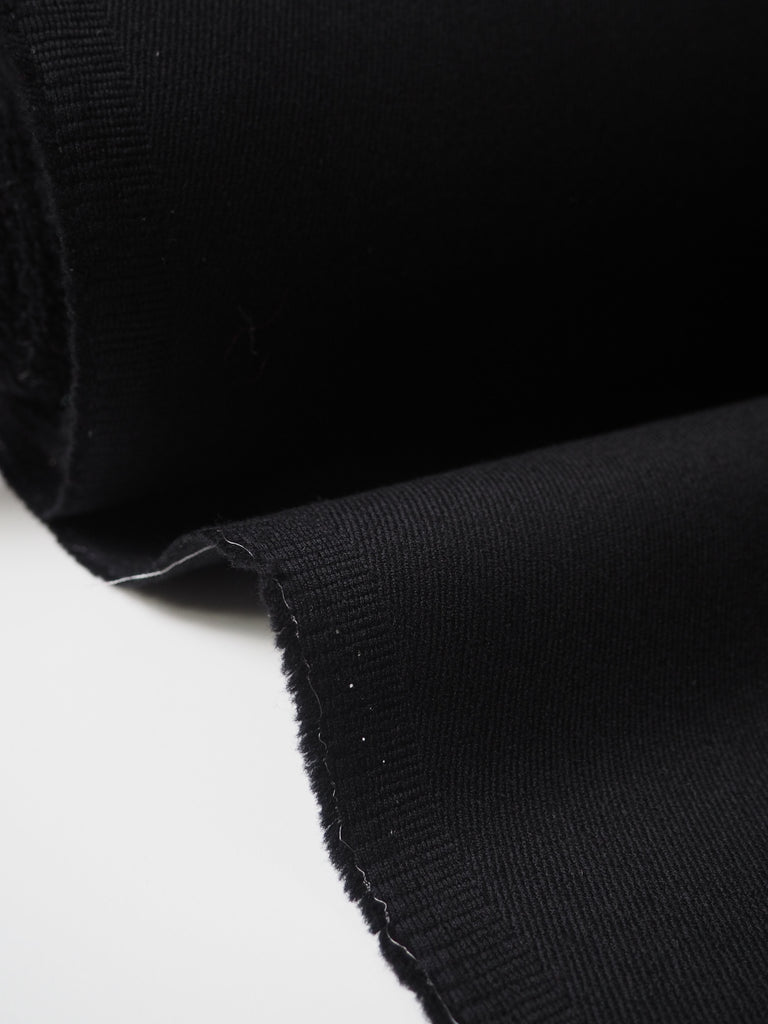 Black Double Faced Stretch Wool Twill