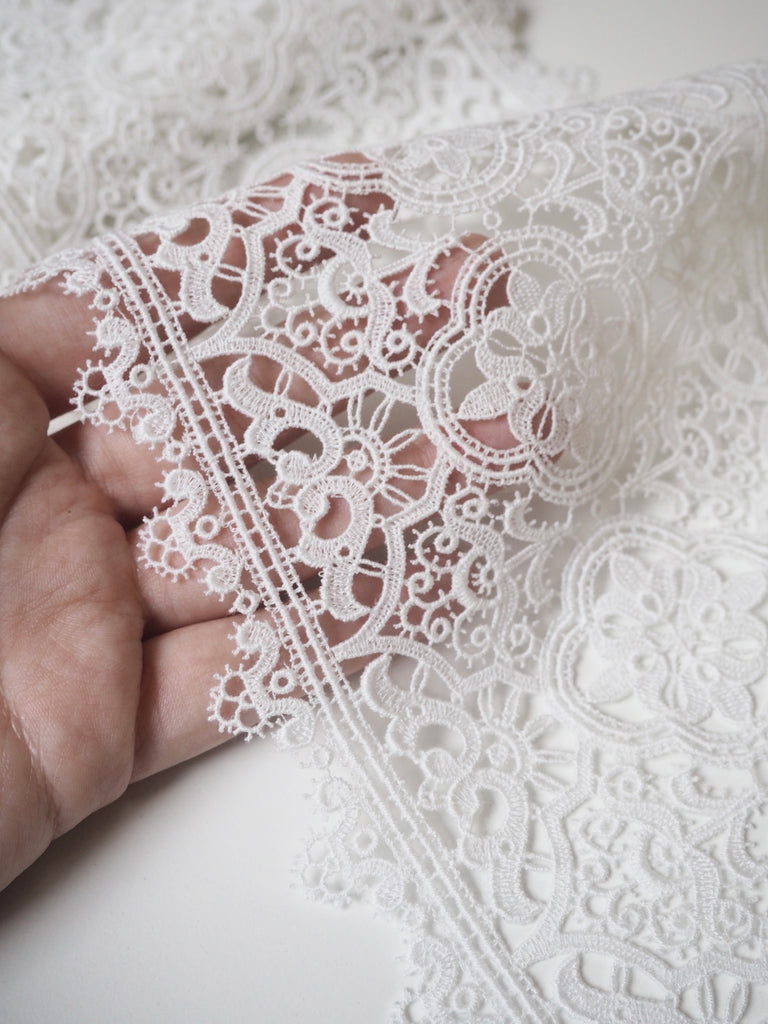 White Ornate Cotton Lace Trim 15cm