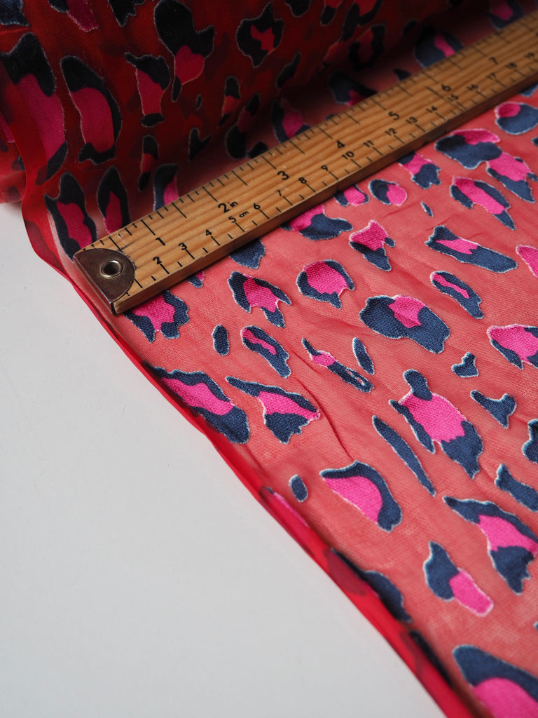 Red Leopard Burnout Chiffon