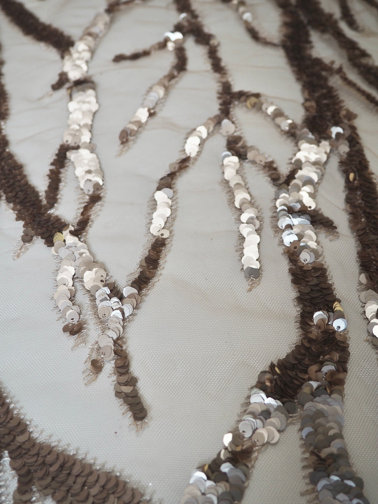 Soft Gold Vine Sequin Tulle