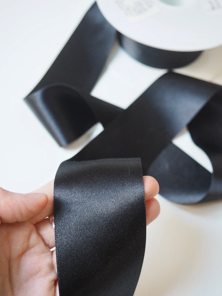 Black Double-Faced Satin Ribbon 50mm