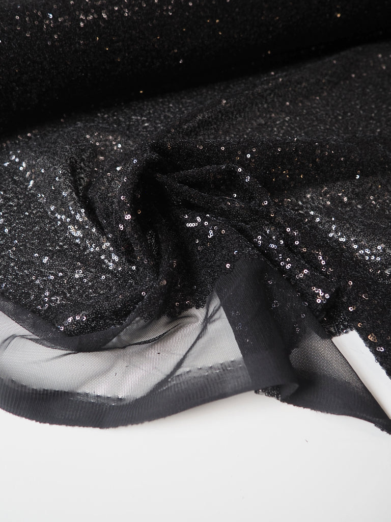 Black Micro Sequin Tulle