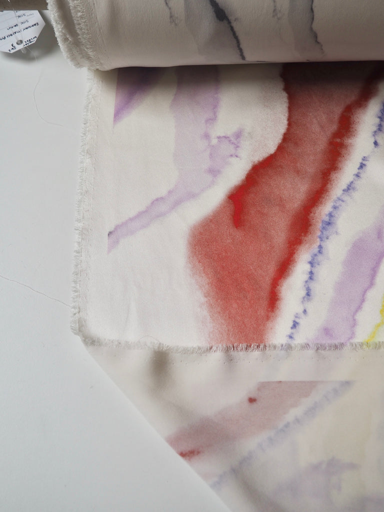 Rainbow Marbled Heavy Silk Satin
