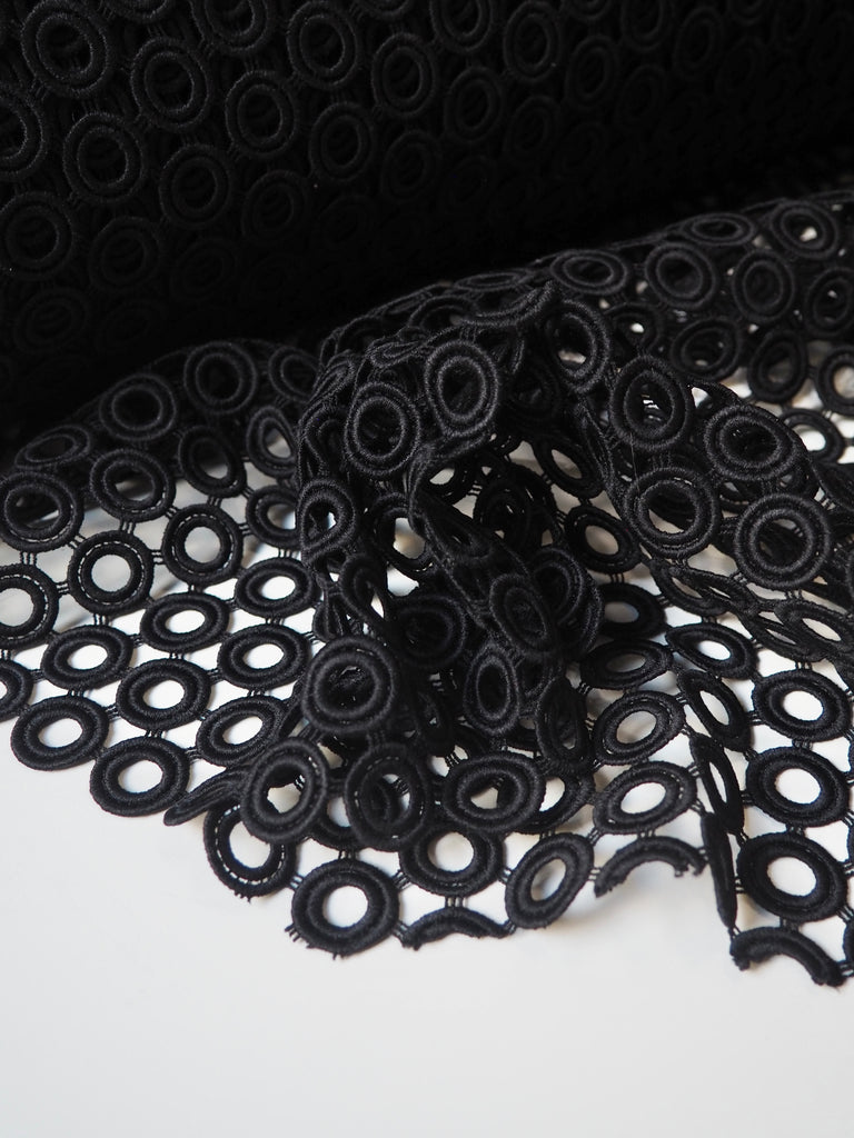 Black Circle Guipure Lace