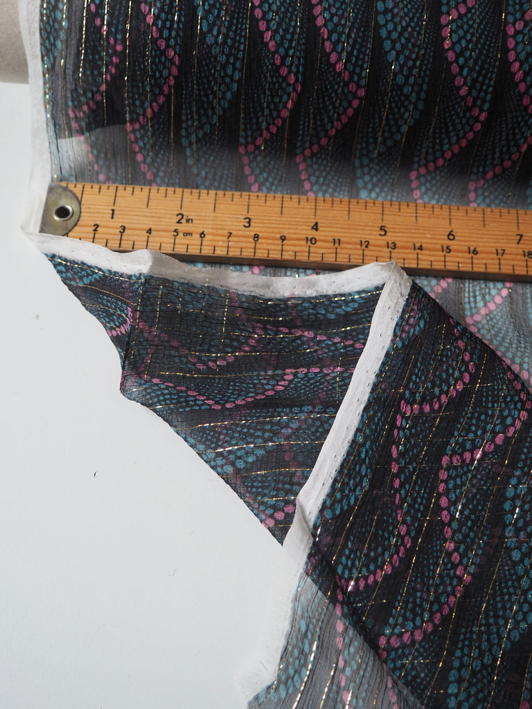 Dot Striped Metallic Silk Chiffon