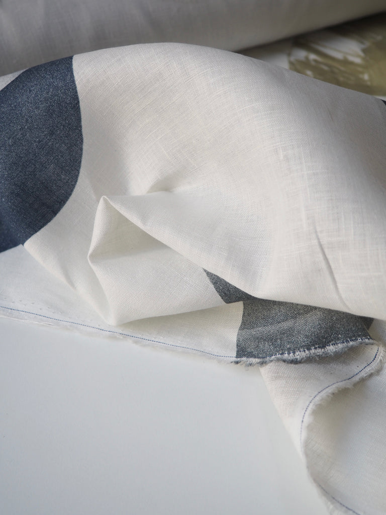 Olive + Navy Large Dot Linen