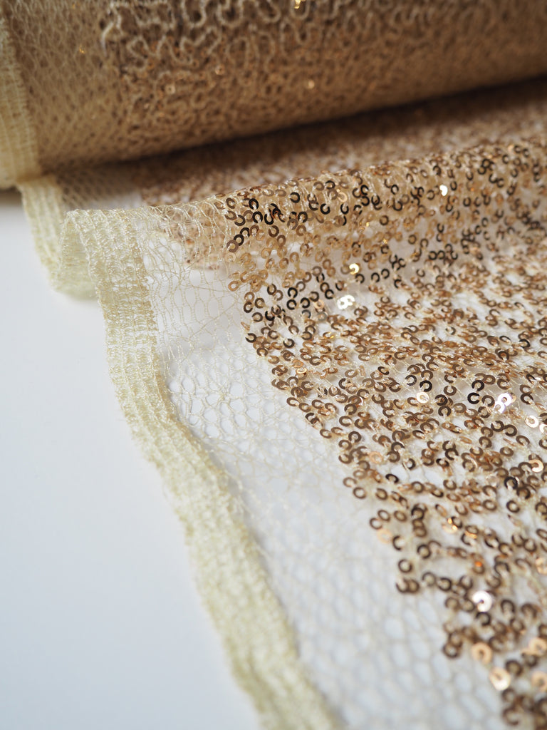 Yellow Gold Sequined Netting
